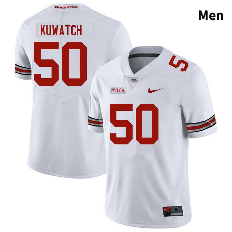 Ohio State Buckeyes Jackson Kuwatch Men's #50 White Authentic Stitched College Football Jersey